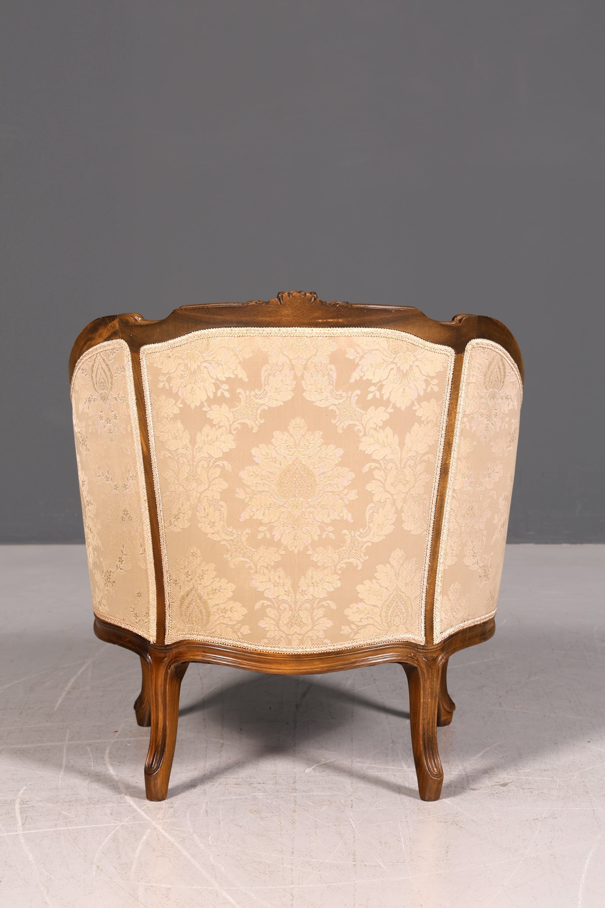 Edler Chippendale Armlehnsessel Barock Stil Samt Stoff Sessel Armchair Rococo Antik Polstersessel