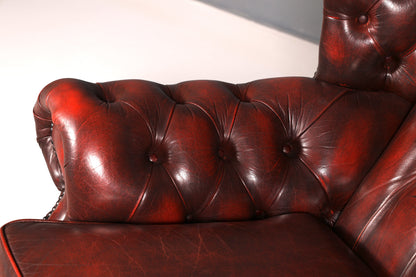 Original Chesterfield Ohrenbackensessel Englisch Leder Herrensessel UK Armlehnsessel Wingback
