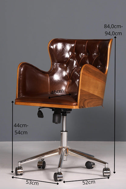 Chesterfield Büro Armlehnstuhl &quot;Leon-Office&quot; Nussbaum braun - Hauptstadt Möblerei