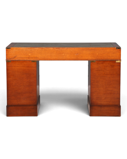 Stilvoller Maritimer Schreibtisch Englischer Military Bürotisch Office Table mit echt Lederauflage