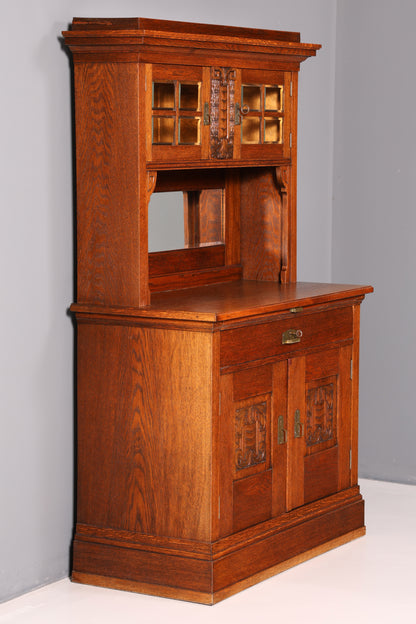 Wunderschöner Jugendstil Schrank Antik Buffet Eiche Anrichte Buffetschrank Vitrine Vintage