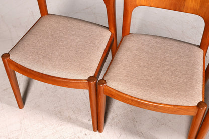 4x Edle Mid Century Stühle der Marke Niels Koefoed Koefoeds Hornslet Modell 177 Teak Stuhlset Danish Design Esszimmerstühle Küchenstühle