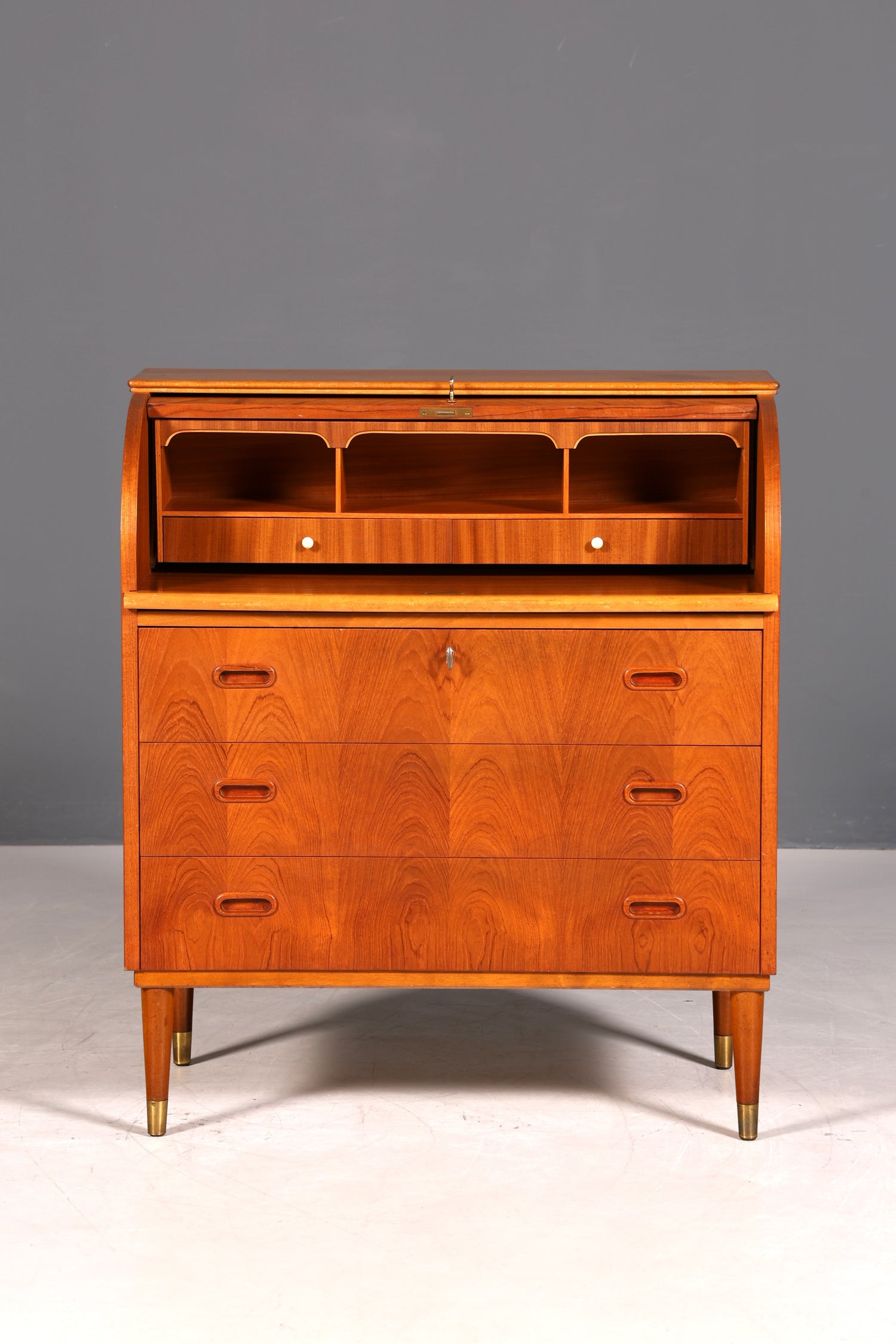 Wunderschöner Mid Century Rollladen Sekretär Danish Design echt Holz Schreibkommode 60er Jahre