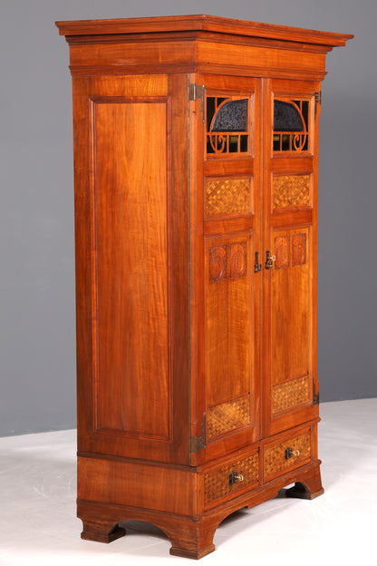 Edler Jugendstil Schrank Kleiderschrank Antik Eiche Wäscheschrank Dielenschrank