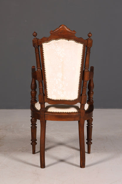 Elegant Neo-Renaissance armchair, antique chair, Gründerzeit secretary chair, desk chair, upholstered chair, 1 of 2