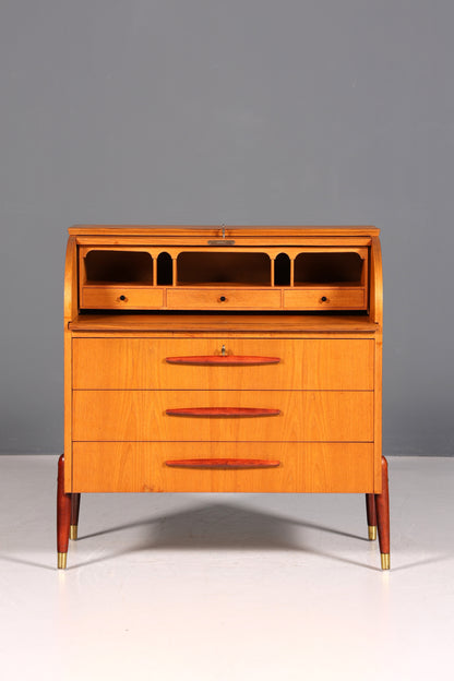 Schlichter Mid Century Rollladen Sekretär von Bröderna Gustafssons Büro Schrank Schreibkommode 60s Schreibmöbel