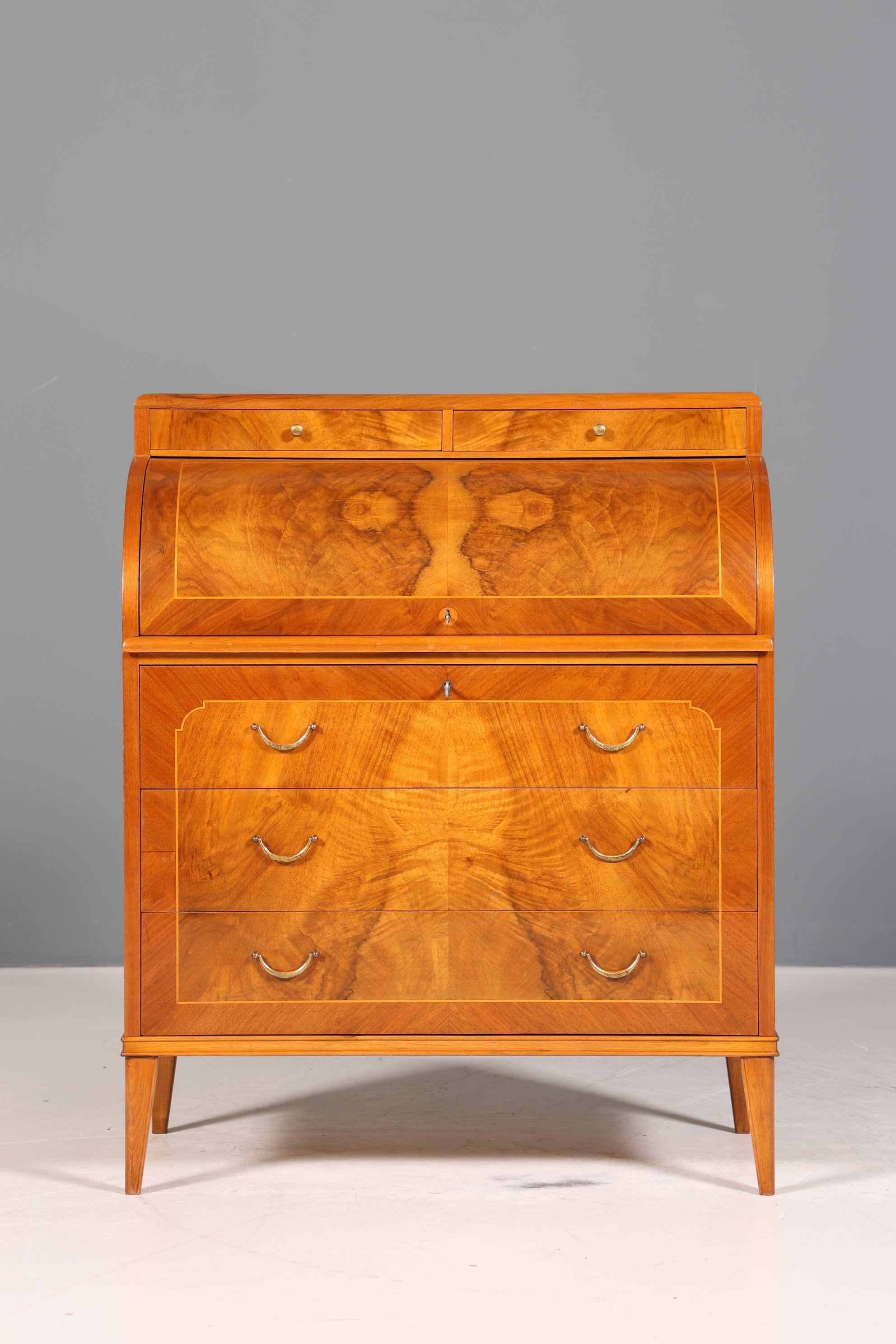 Traumhafter Mid Century Rollladen Sekretär echt Holz Büro Schrank Vintage Schreibkommode