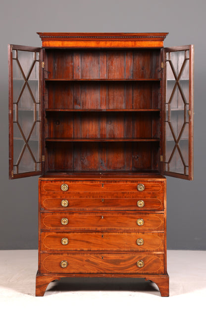 G785 Finish Wunderschöne Englische Vitrine Bibliothek Sekretär echt Holz Antik Schrank Regal (Kopie)