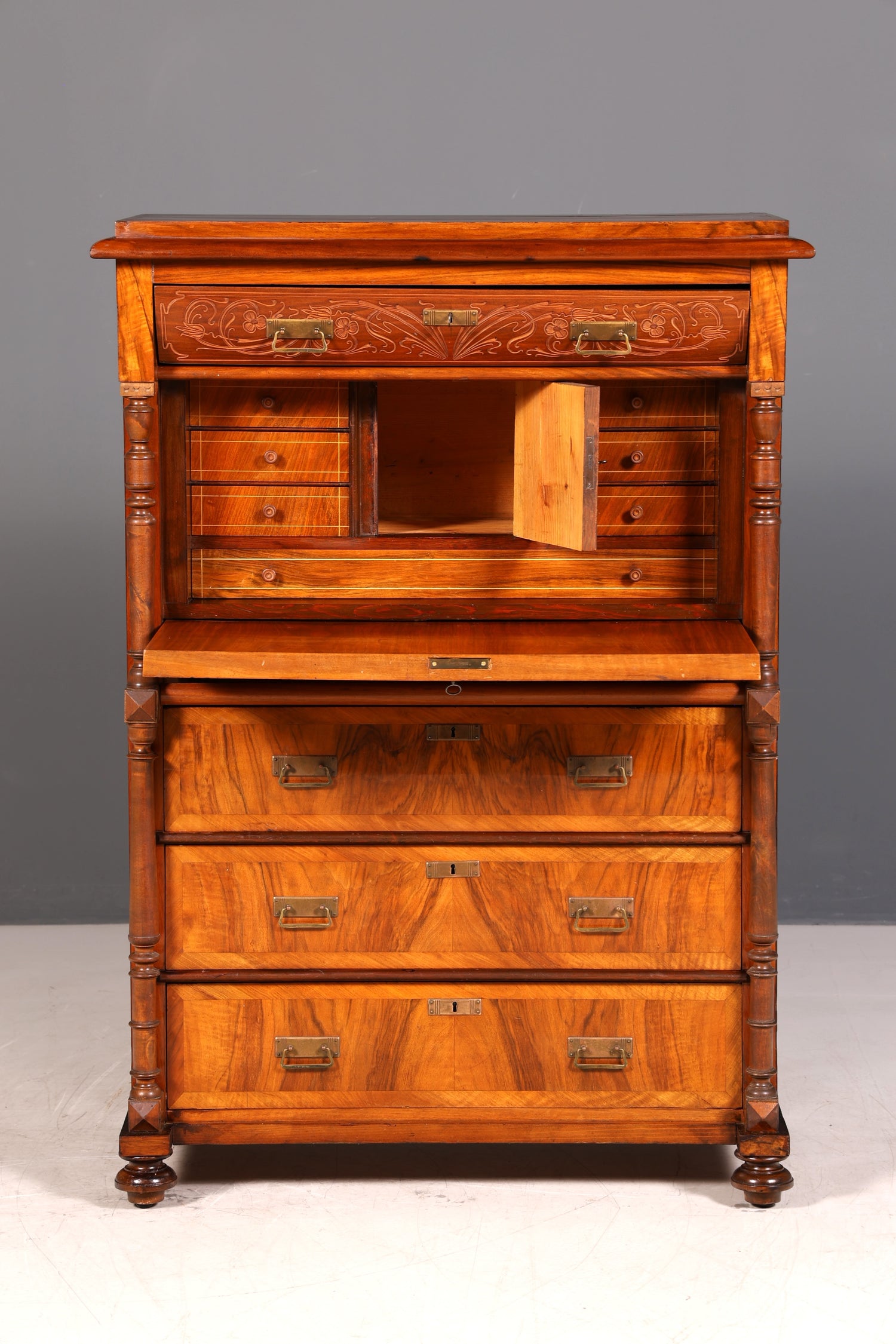 G782 Finish Wunderschöner Gründerzeit Sekretär Kommode Jugendstil Schubladenkommode Antik Vertiko (Kopie)