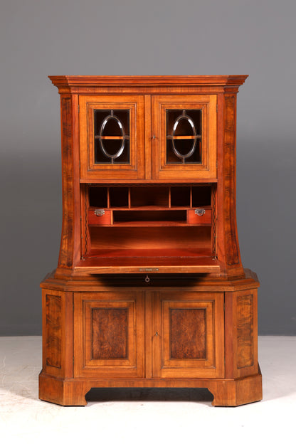 Wunderschöner Jugendstil Sekretär Vitrine Aufsatzschrank Nussbaum um 1900 Antik Schreibschrank Vertiko Vintage