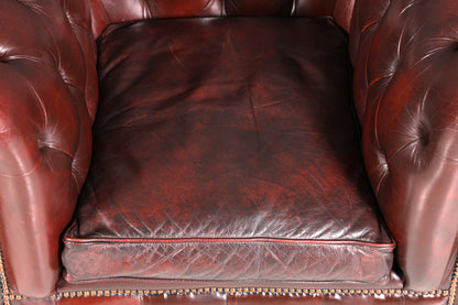 Stilvoller Original Chesterfield Sessel Englisch Oxblood Leder Armlehnsessel Herrensessel