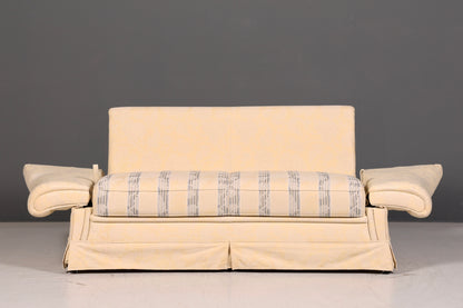 Wunderschönes Landhaus Sofa mit Hocker Englischer Stil Creme 2-Sitzer Couch Stoff Polstersofa Landhausstil Zweisitzer