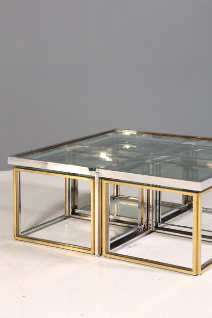 Wunderschöner Original Maison Charles Tisch Chrome Mid Century Coffee Table 70s Couchtisch 5-teilig Wohnzimmer Tisch