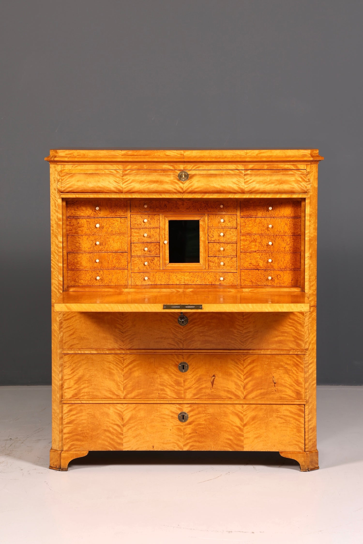 Impressive Biedermeier Secretary Cabinet, Antique Vertiko Chest of Drawers, Office Writing Desk, Sideboard