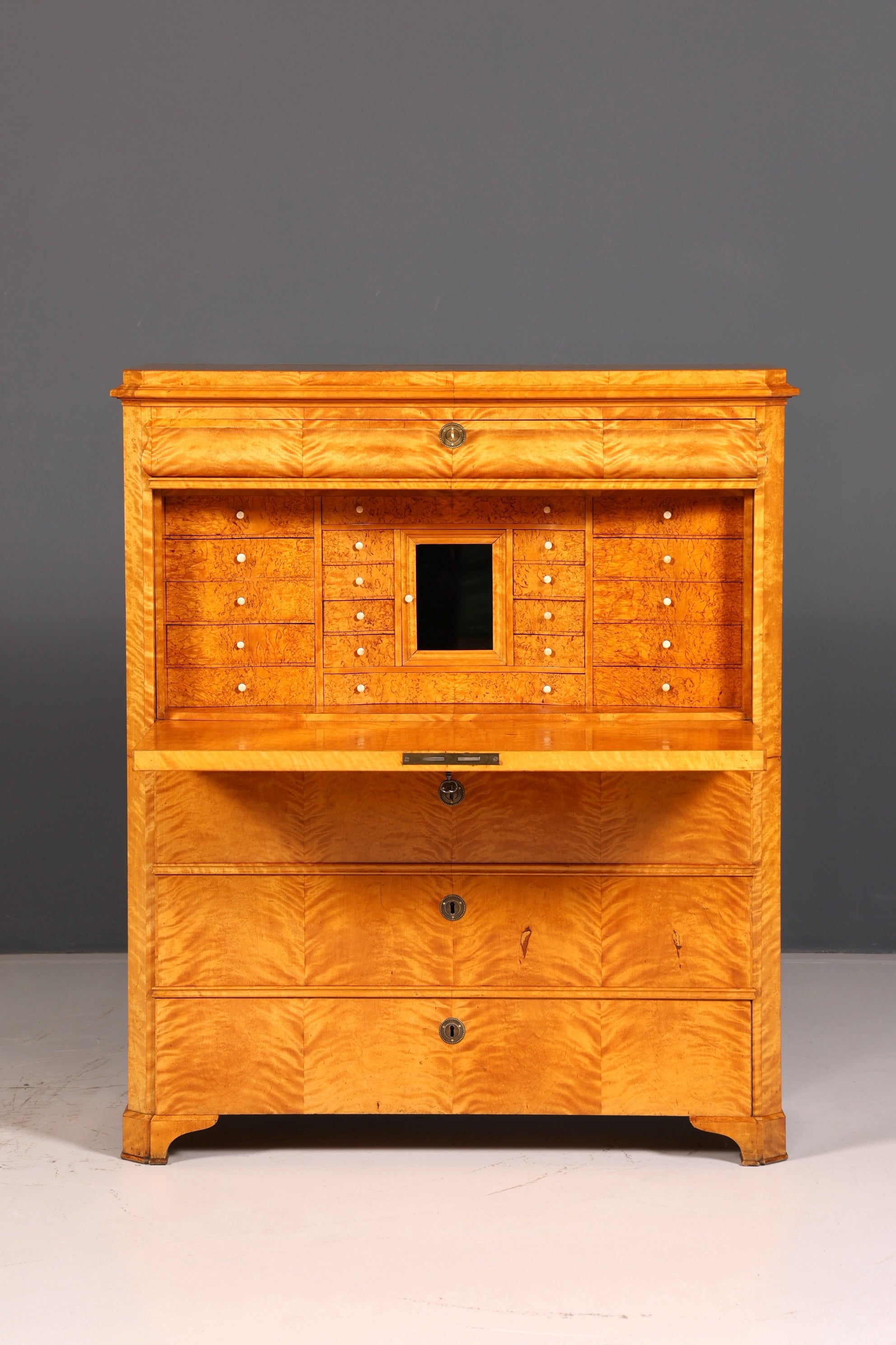 Impressive Biedermeier Secretary Cabinet, Antique Vertiko Chest of Drawers, Office Writing Desk, Sideboard