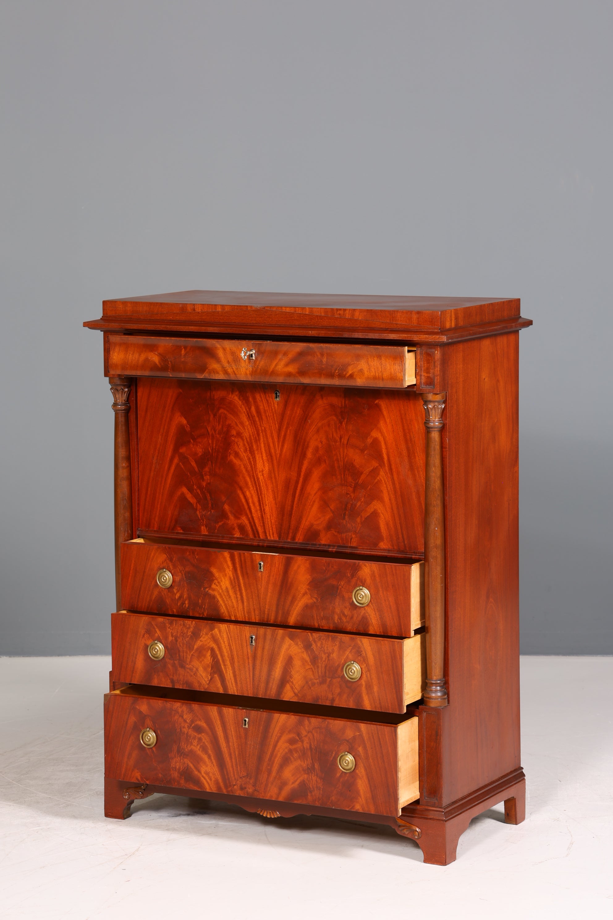 Stilvoller Original Biedermeier Sekretär um 1860 Englisch Kommode Antik Bürokommode