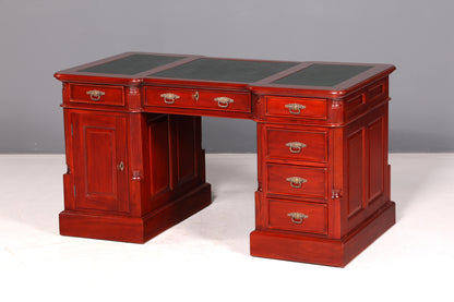 Wunderschöner Englischer Schreibtisch Mahagoni Lederauflage Bürotisch Office Desk Antik Vintage