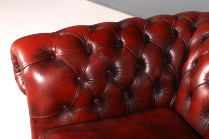 Stilvoller Original Chesterfield Sessel Oxblood Echtleder Englischer Armlehnsessel Herrensessel Antik Ledersessel