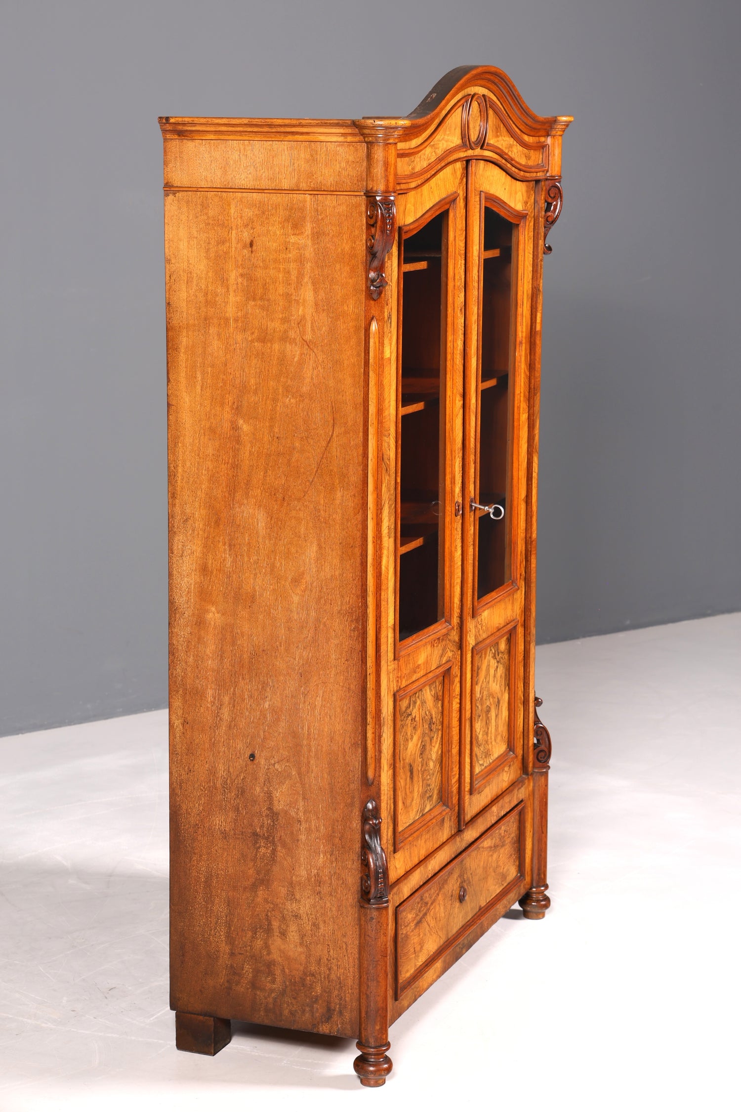 Traumhafte Louis Philippe Vitrine Antik Biedermeier Schrank echt Holz um 1880