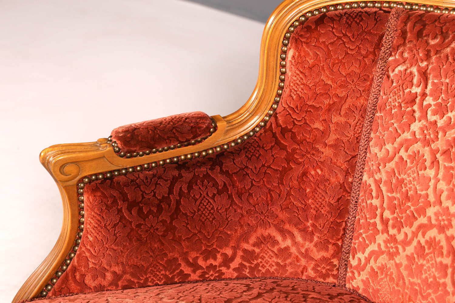Edler Chippendale Armlehnsessel Barock Stil Sessel Samt Stoff Armchair Sessel 2 von 2