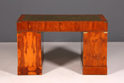 Edler Maritimer Schreibtisch Englischer Military Chest Bürotisch Office Table Echt Lederauflage Antik Vintage