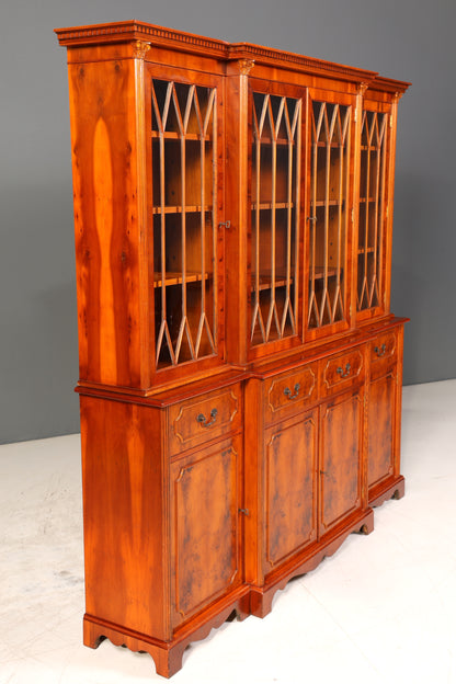 Traumhafte Englische Vitrine Eibe Holz Bibliothek Bücherschrank Buffet Schrank