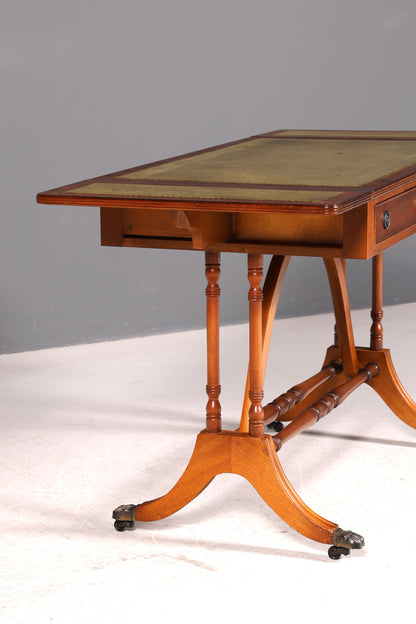 Wunderschöner Englischer Schreibtisch Regency Klappschreibtisch Echt Lederauflage Eibe Bürotisch Sofatisch Antik