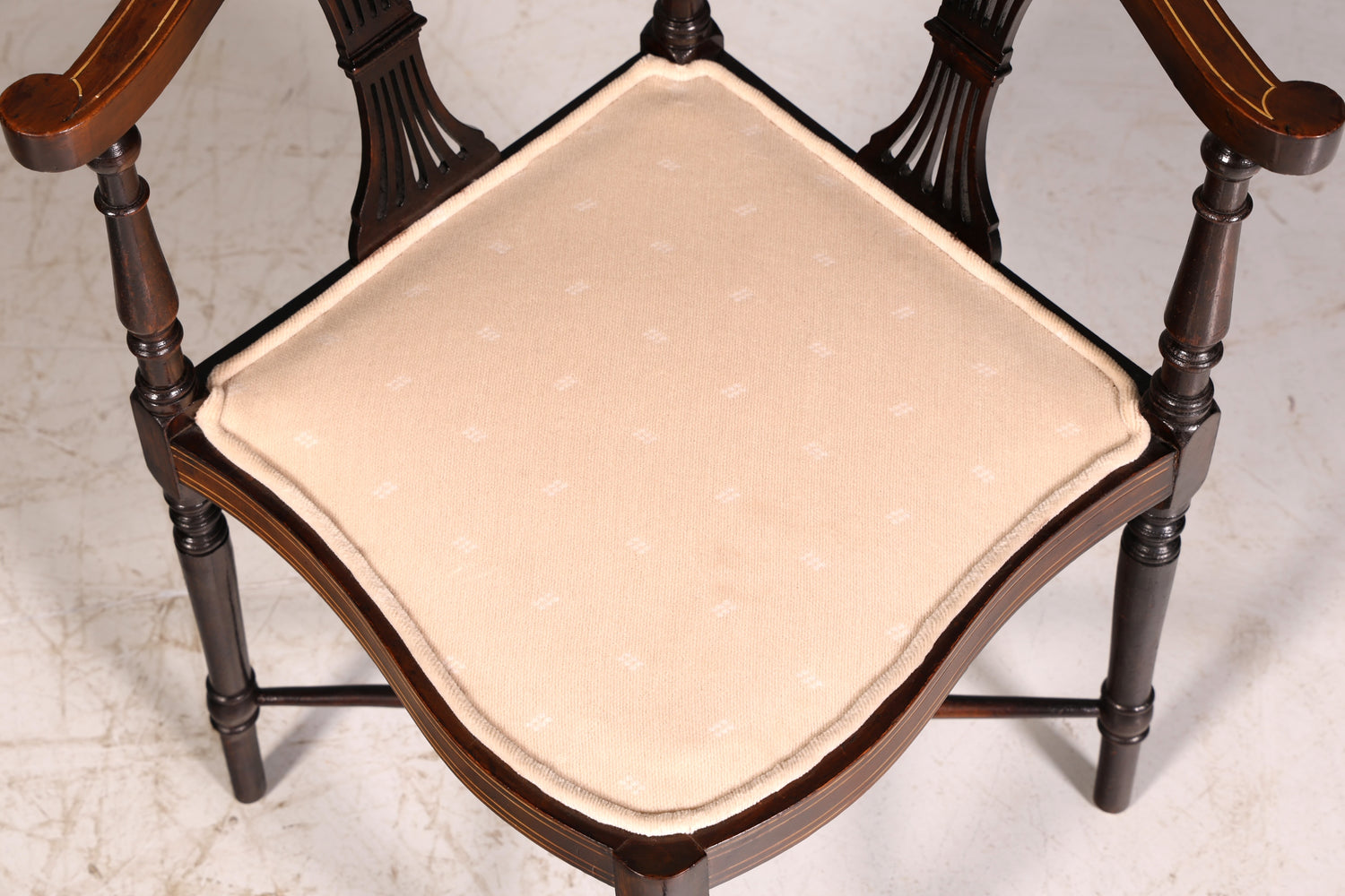 Wunderschöner Antiker Eckstuhl Corner Chair Englisch Edwardian Intarsien Armlehnstuhl Schreibtischstuhl Vintage 1 von 2