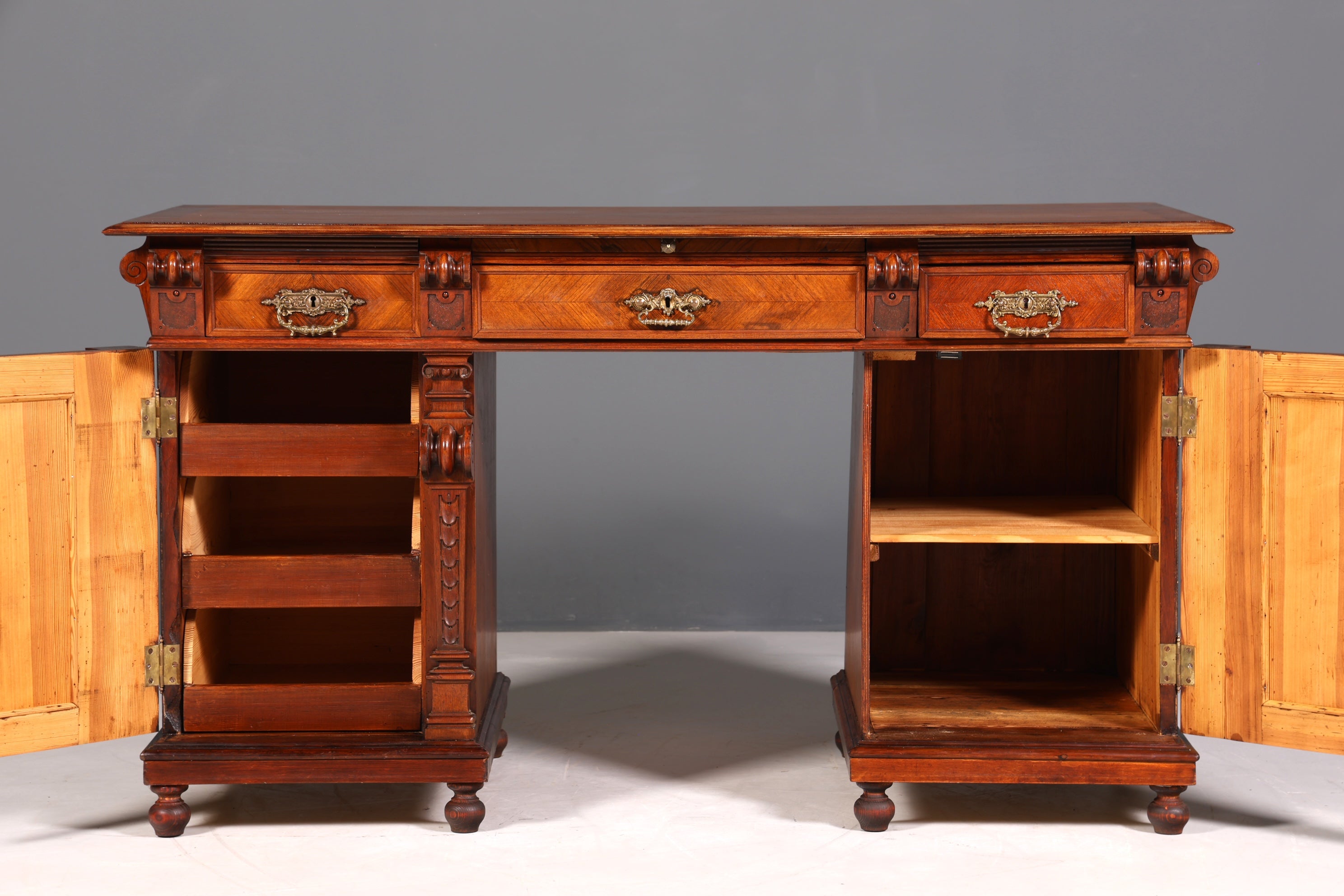 Traumhafter Gründerzeit Schreibtisch Jugendstil Bürotisch echt Holz Antik Desk