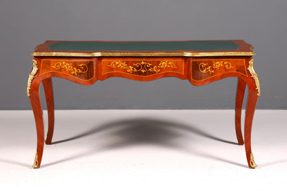 Prächtiger Louis XV Stil Schreibtisch French Desk Antik Stil Bürotisch Echt Holz Messing