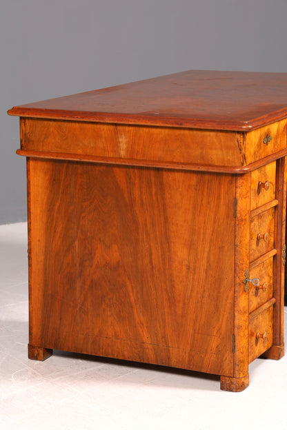 Wunderschöner Art Deco Schreibtisch Nussbaum Antik Massiv Holz Bürotisch Office Table Vintage