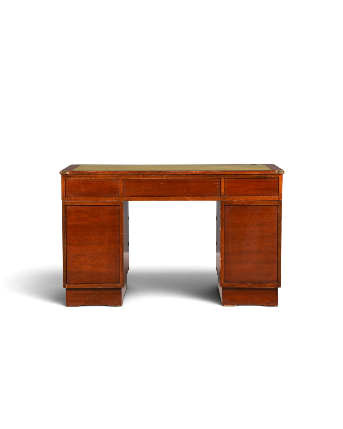 Wunderschöner Maritimer Schreibtisch Englischer Military Chest Bürotisch Office Table mit echt Lederauflage