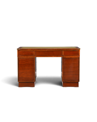 Wunderschöner Maritimer Schreibtisch Englischer Military Chest Bürotisch Office Table mit echt Lederauflage