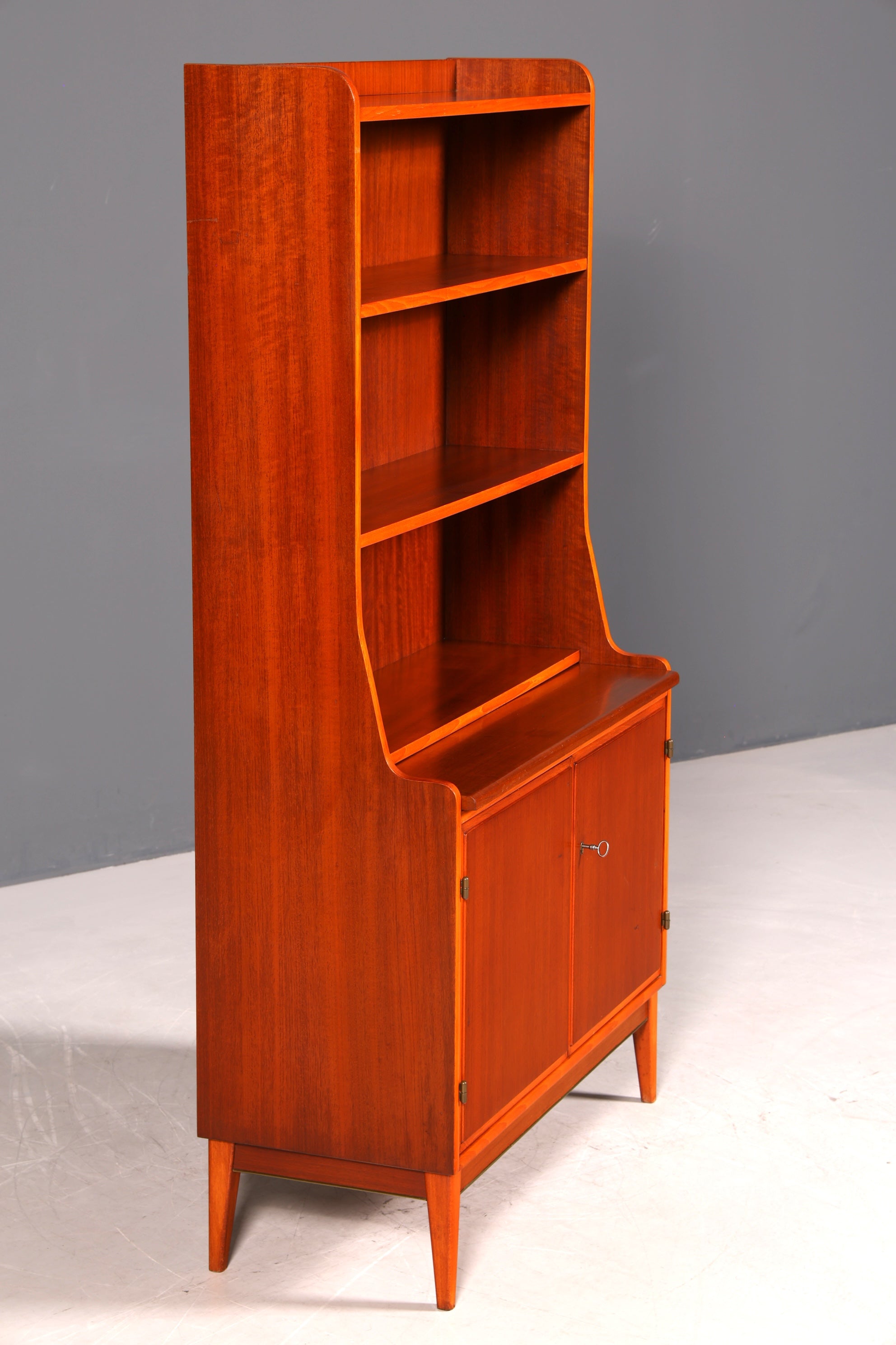 Wunderschöner Mid Century Schrank Bücherregal Vintage Sekretär Highboard Holz Regal