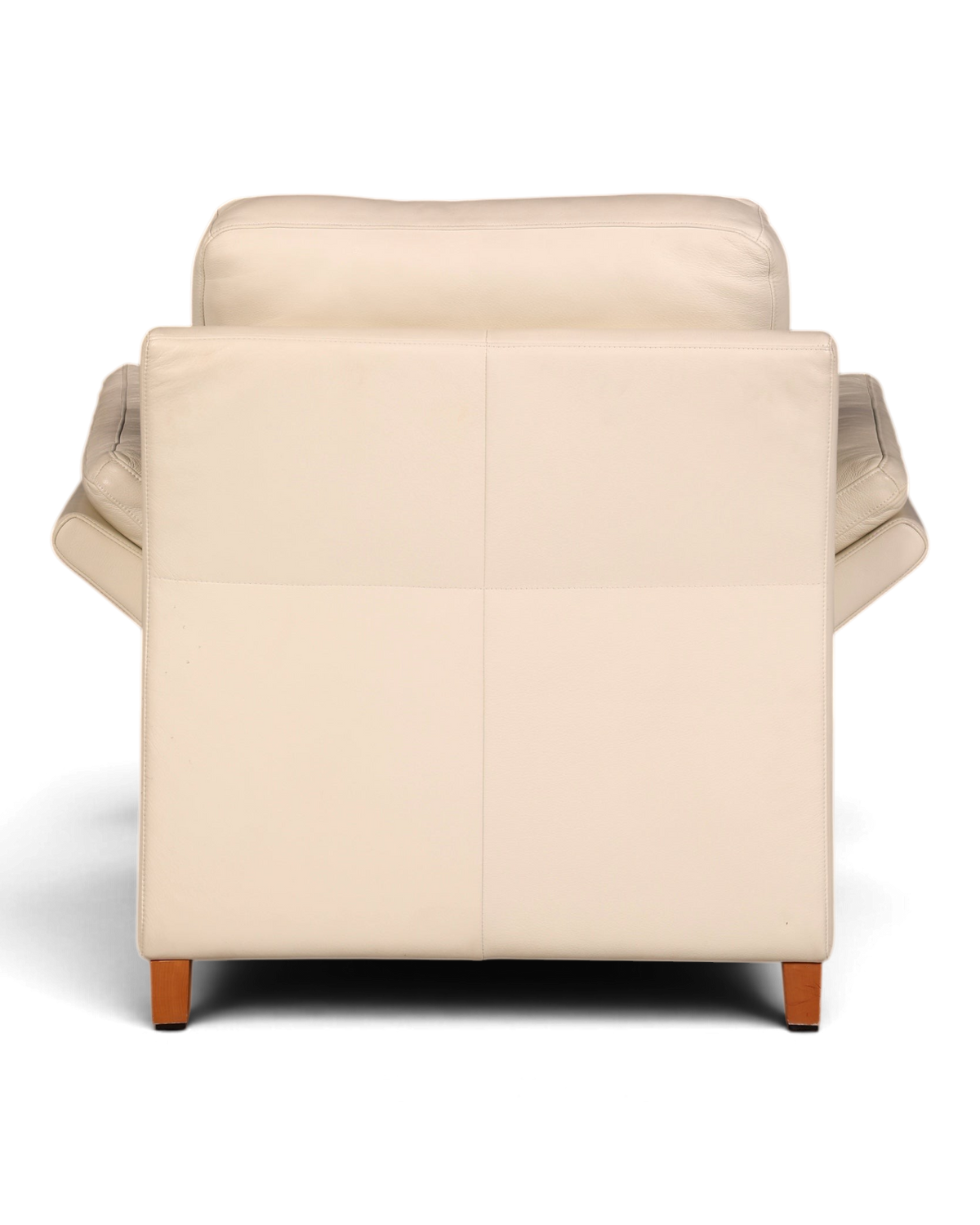 Hauptstadt Möblerei Rolf Benz Sessel Modell 3300 in Creme Echtleder mit Holzfüßen, Rückansicht