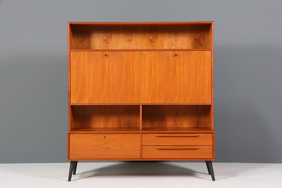 Edler Mid Century Schrank Vintage Highboard Sekretär Holz Regal
