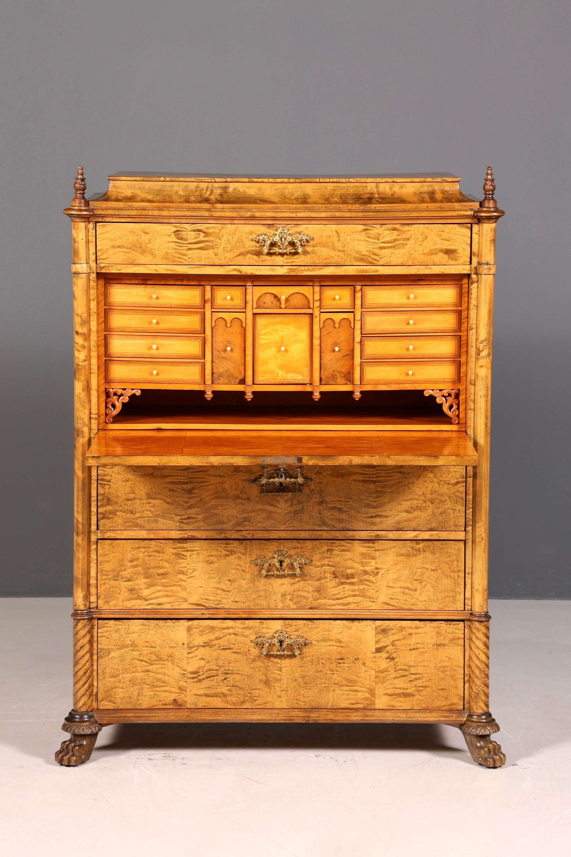 G545 Finish cm Stilvoller Biedermeier Sekretär Louis Philippe Vertiko Antik Kommode Schreibkommode Office Desk (Kopie)