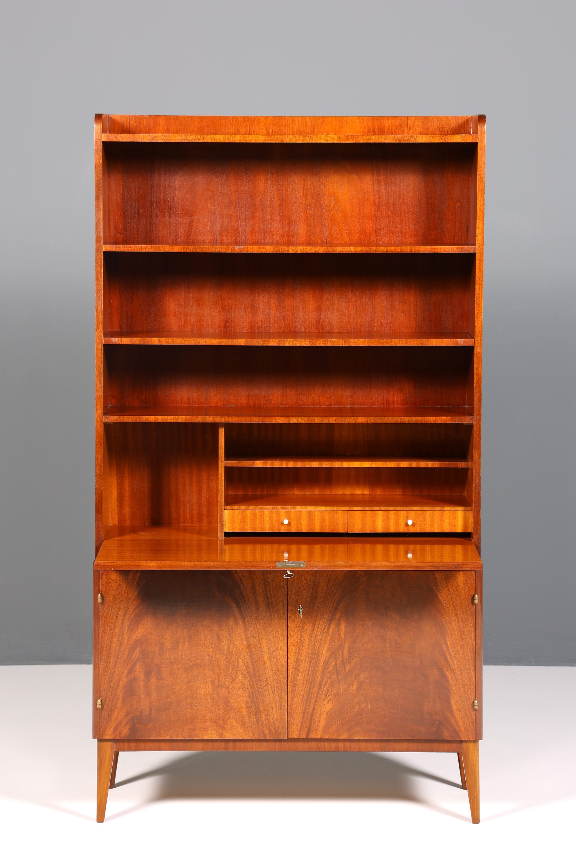 F184 Finish Wunderschöner Mid Century Schrank Bücherregal Vintage Sekretär Highboard Holz Regal