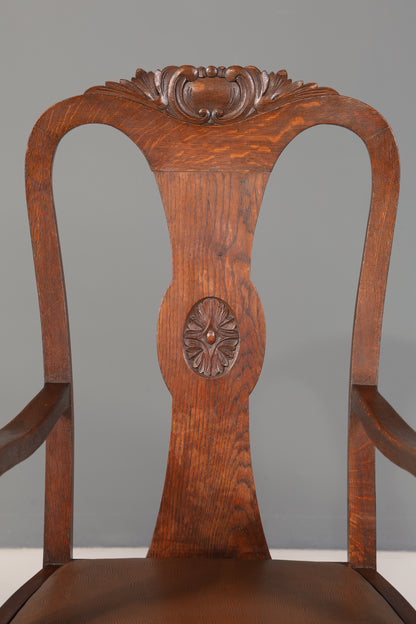 Wunderschöner Jugendstil Armlehnstuhl Sekretär Stuhl Antik Eiche Küchenstuhl um 1900 1 von 2