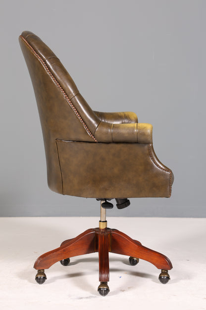 Wunderschöner Original Chesterfield Bürosessel &quot;Wade&quot; echt Leder Sessel Bürostuhl Captain Chair Sessel Office Chair 2 von 2