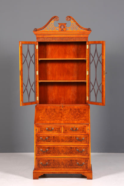Stilvoller Englischer Sekretär Original Wade Büro Aufsatzsekretär Antik 60s Vitrinen Schrank UK