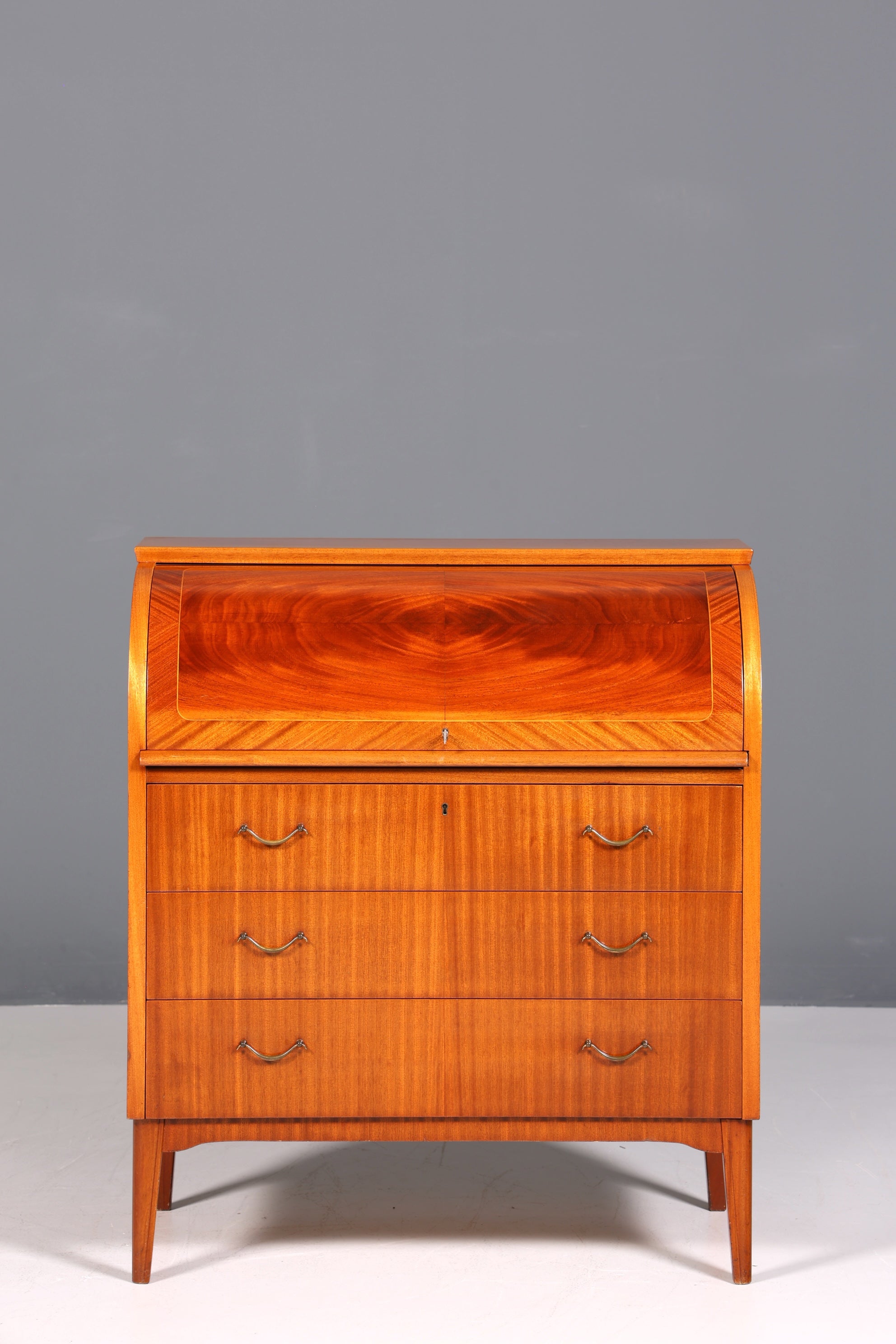 F228 Finish cm Wunderschöner Mid Century Rollladen Sekretär echt Holz Büro Schrank Vintage Schreibkommode