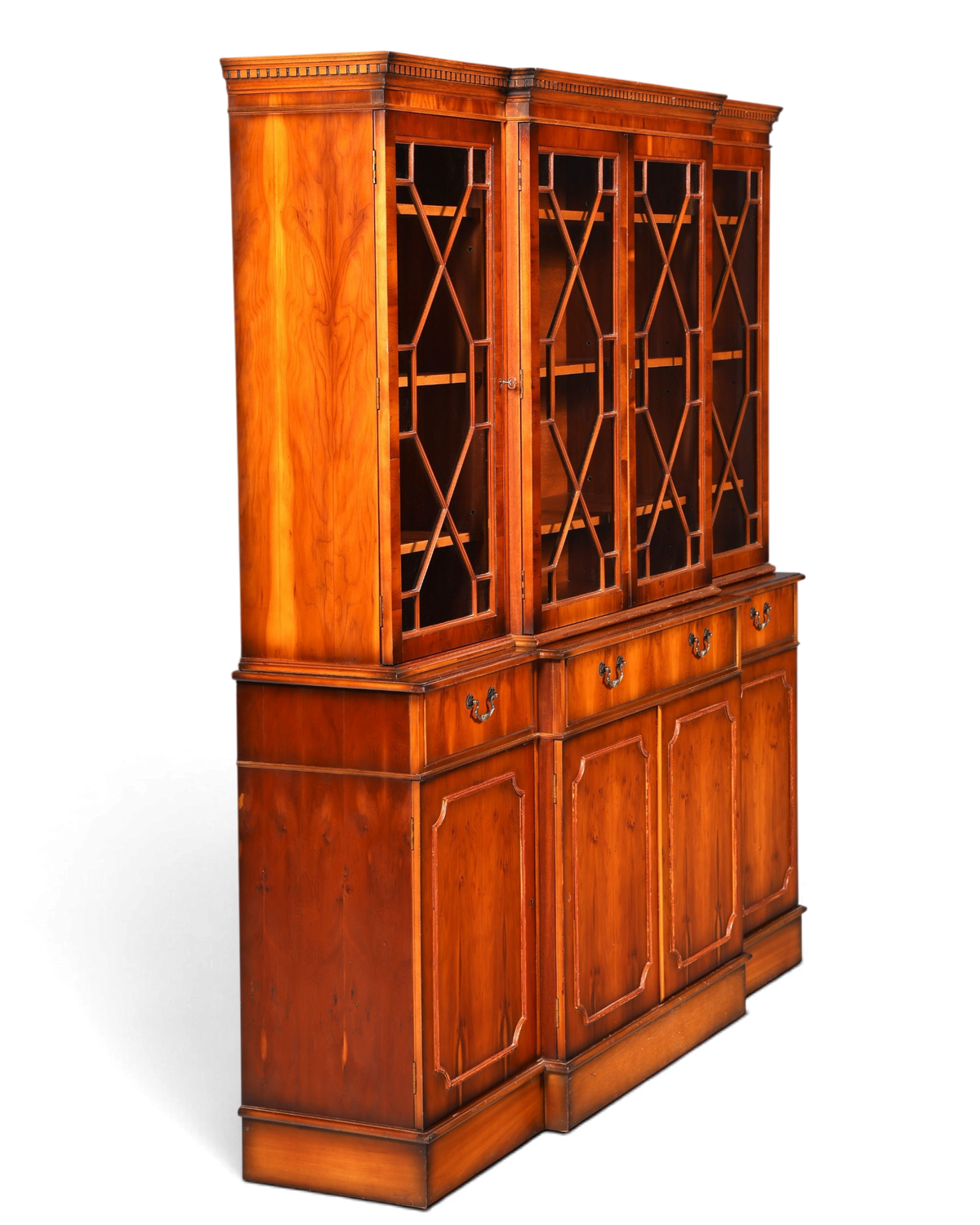 Wunderschöne Englische Vitrine Bücherschrank Buffet Antik Stil Eibe Glasvitrine Bibliothek