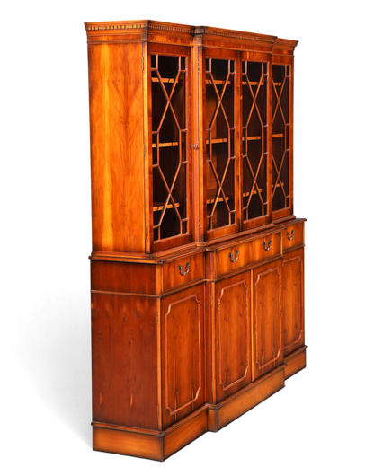 Wunderschöne Englische Vitrine Bücherschrank Buffet Antik Stil Eibe Glasvitrine Bibliothek