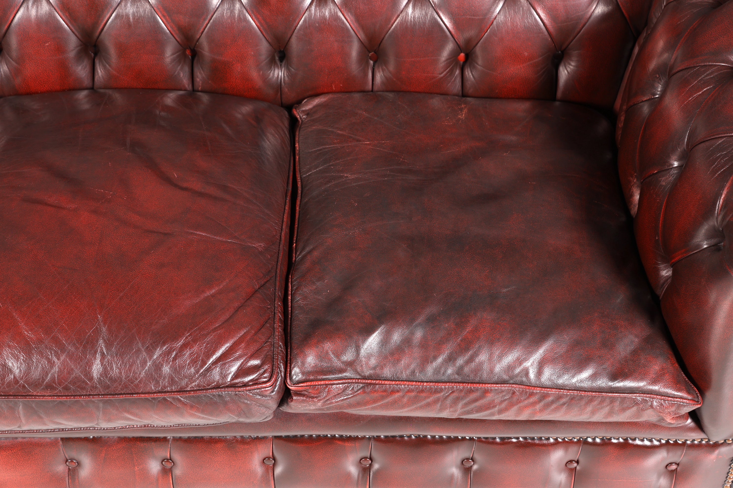 Stilvolles Original Chesterfield Sofa 3-Sitzer Couch Oxblood England Polstersofa