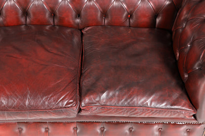 Stilvolles Original Chesterfield Sofa 3-Sitzer Couch Oxblood England Polstersofa