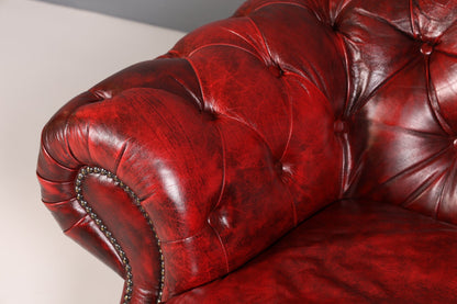 Wunderschöne Original Chesterfield 2-Sitzer Couch Englisches echt Leder Oxblood Sofa UK