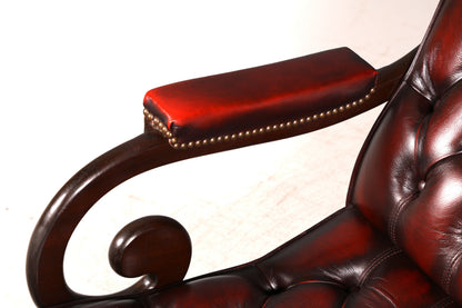 Stilvoller Original Chesterfield Slipper Sessel Englischer Armlehnsessel Oxblood Echt Leder Englisch Herrensessel UK