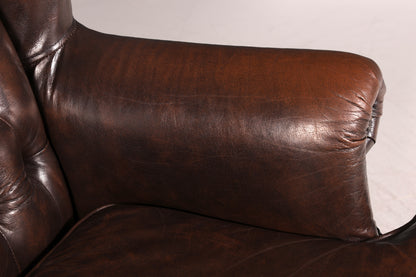 Wunderschöner Original Chesterfield Ohrenbackensessel Echt Leder Englisch Herrensessel Brauner Armlehnsessel UK Relaxsessel