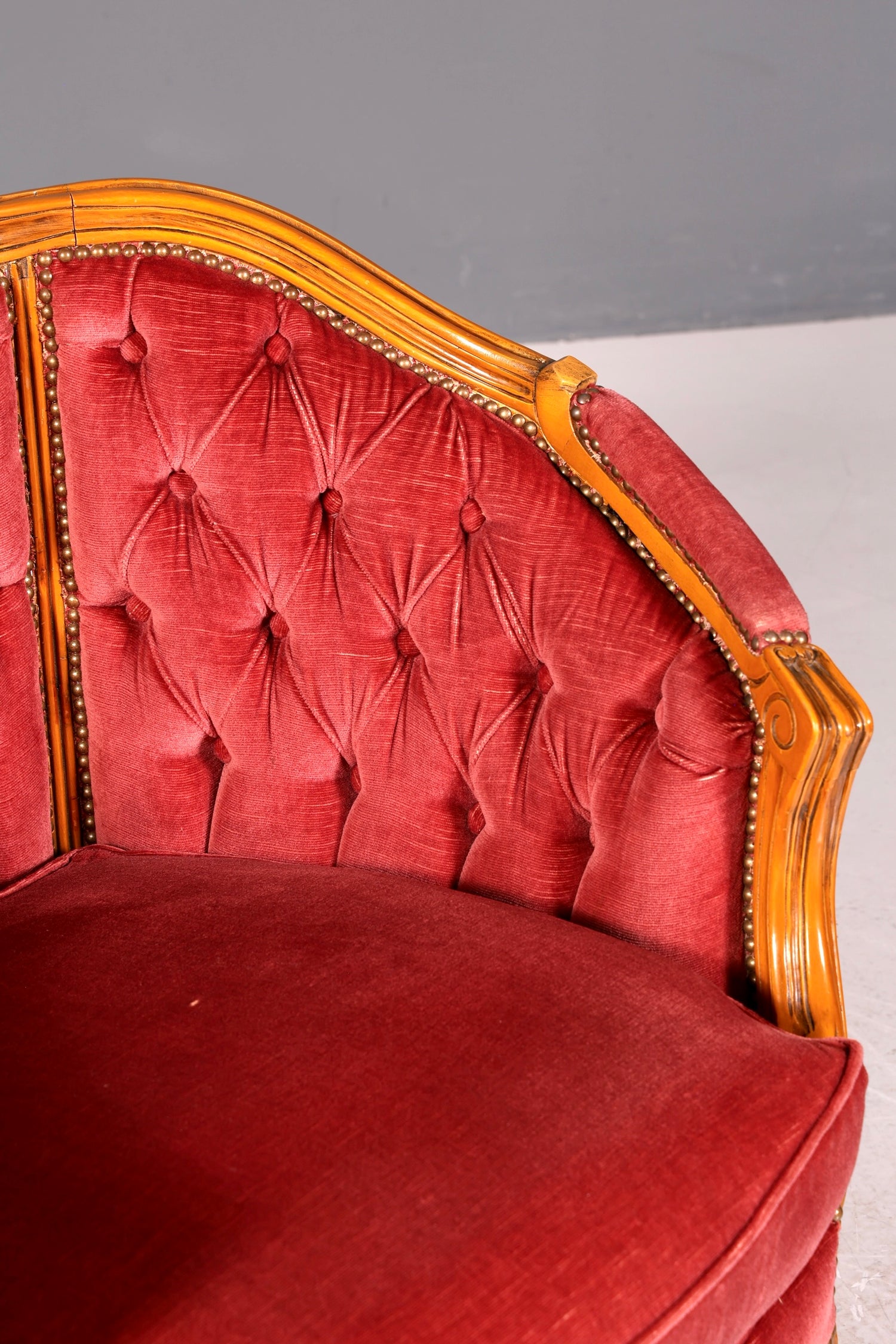 G065 Finish cm Edler Chippendale Armlehnsessel Barock Stil Sessel Armchair Samt Stoff Sessel